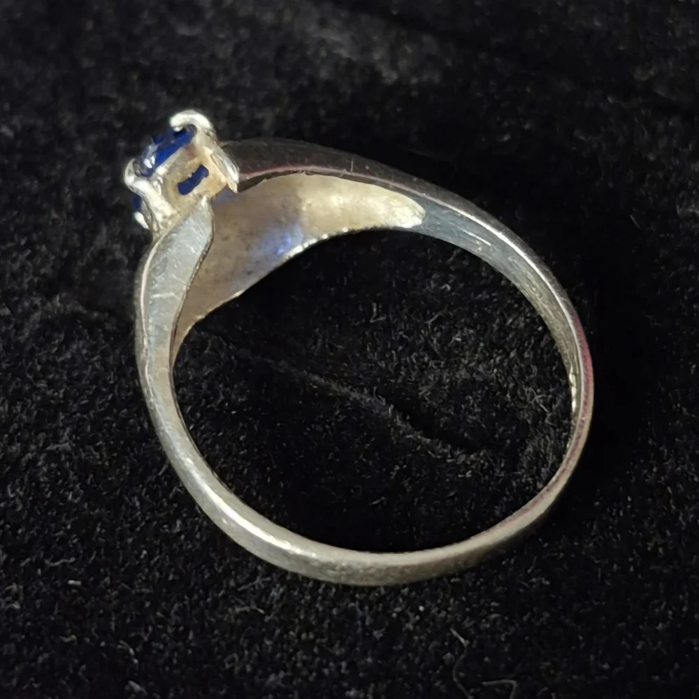 Vintage Blue Gemstone & 925 Silver Ring sz 7 - Picture 11 of 14